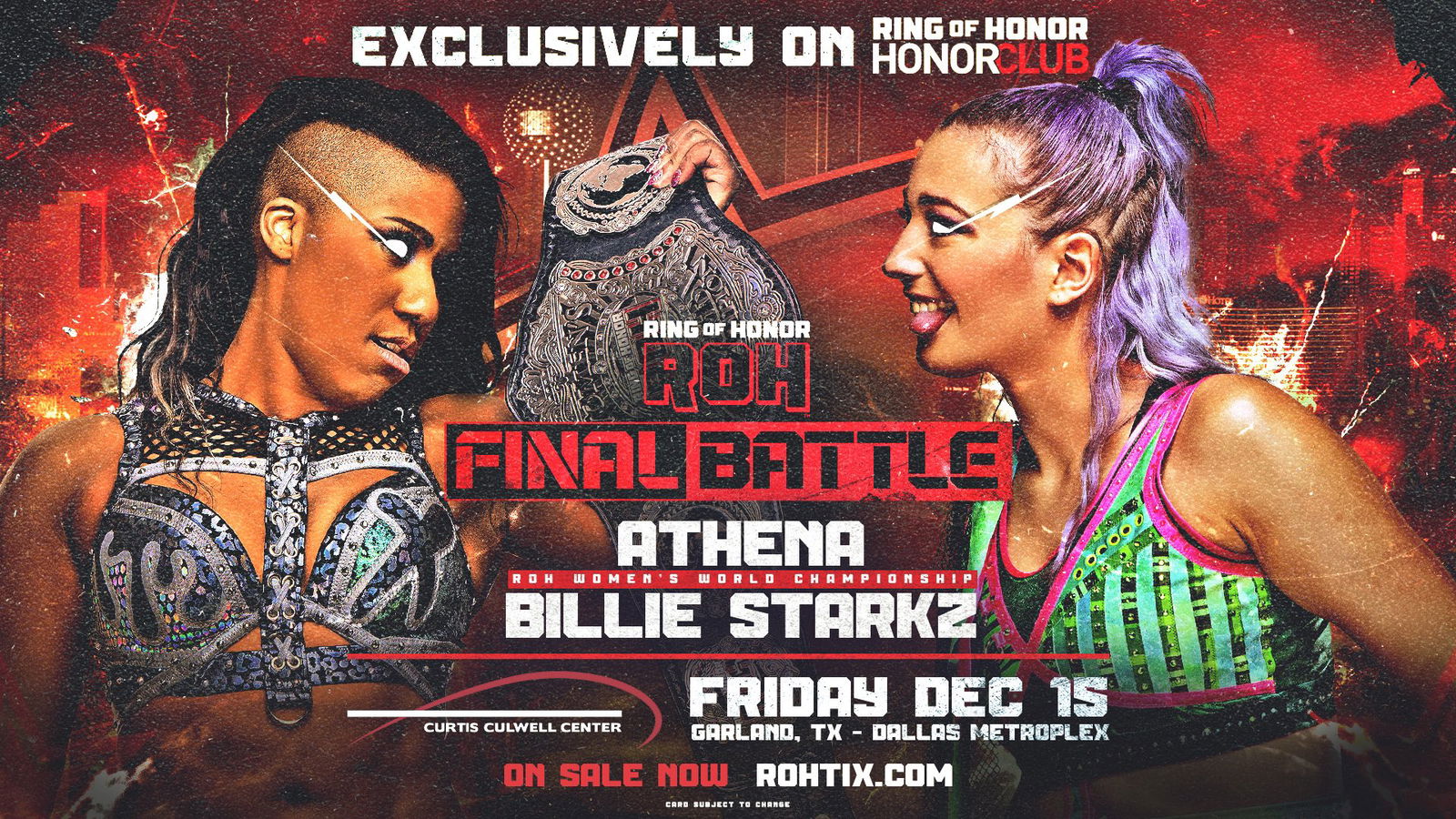 Women’s title match to main event ROH Final Battle