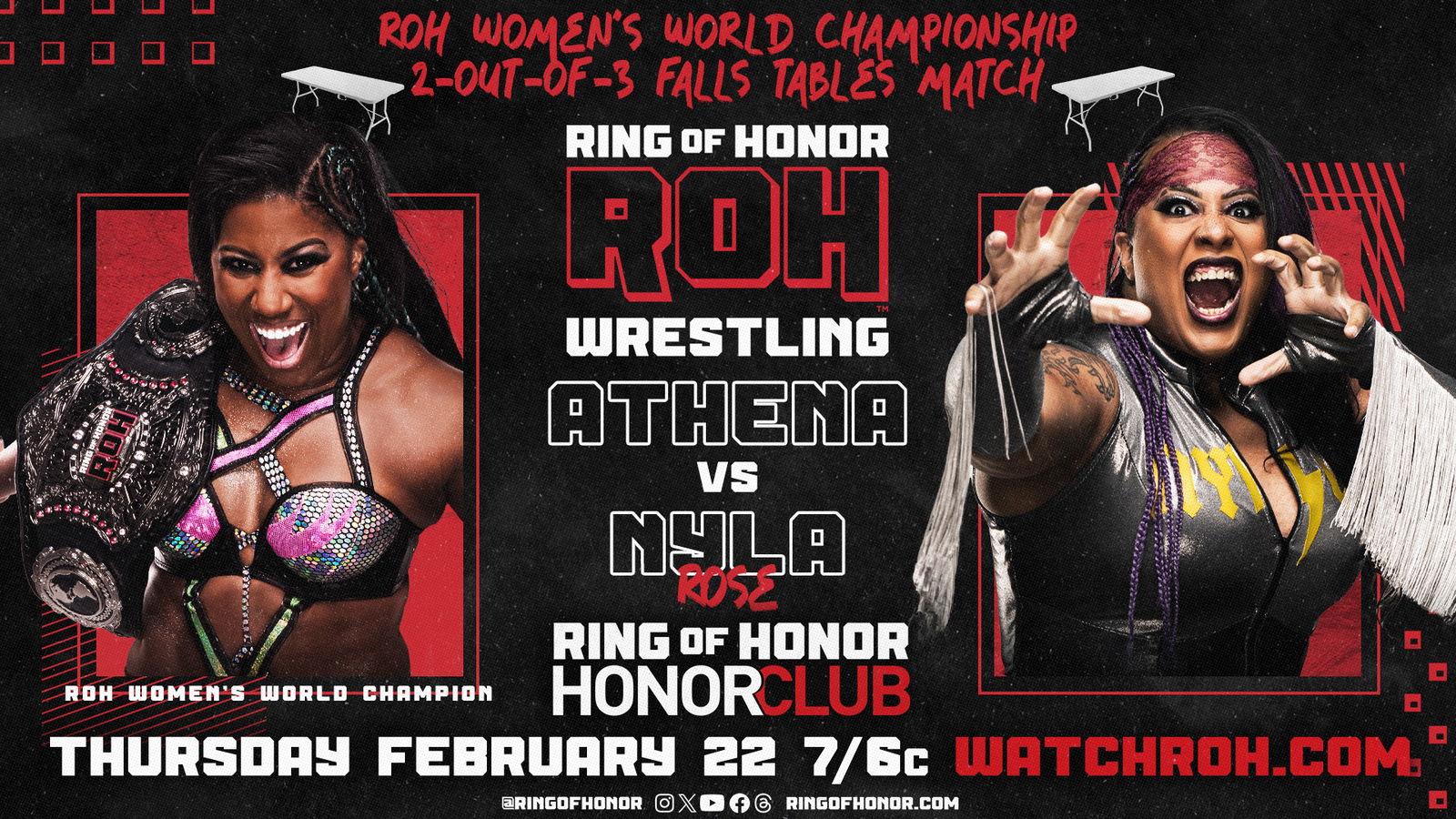 Ring of Honor TV live results: Athena vs. Nyla Rose two-of-three falls  tables match