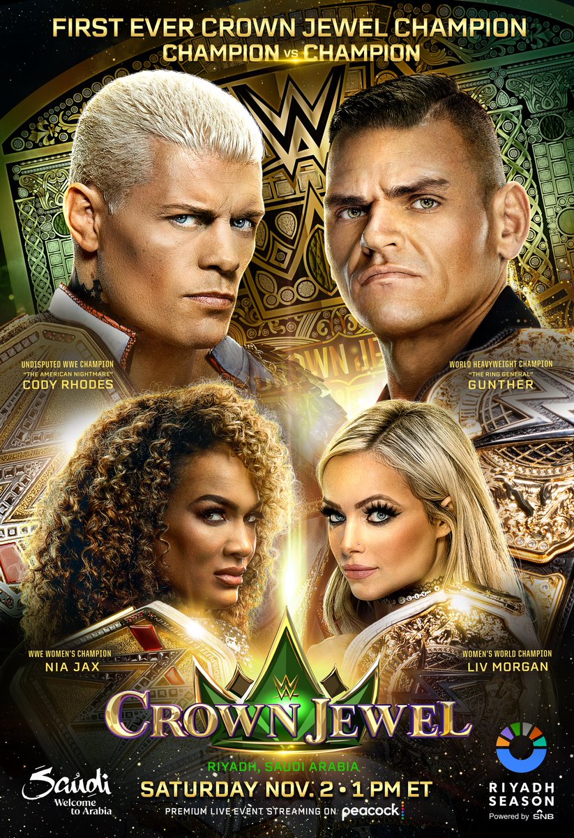 WWE Crown Jewel 2024 poster revealed, top matches advertised F4W/WON